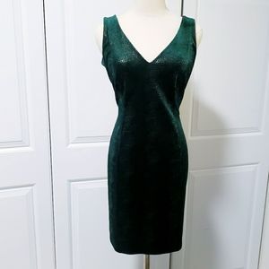 VINTAGE Sheath Dress Size 8 Howard Wold Emerald Green Embossed Snake Emerald